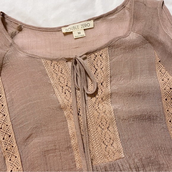 Double Zero Mauve Top / Cold Shoulder, Boho, Tie Front - Picture 2 of 5